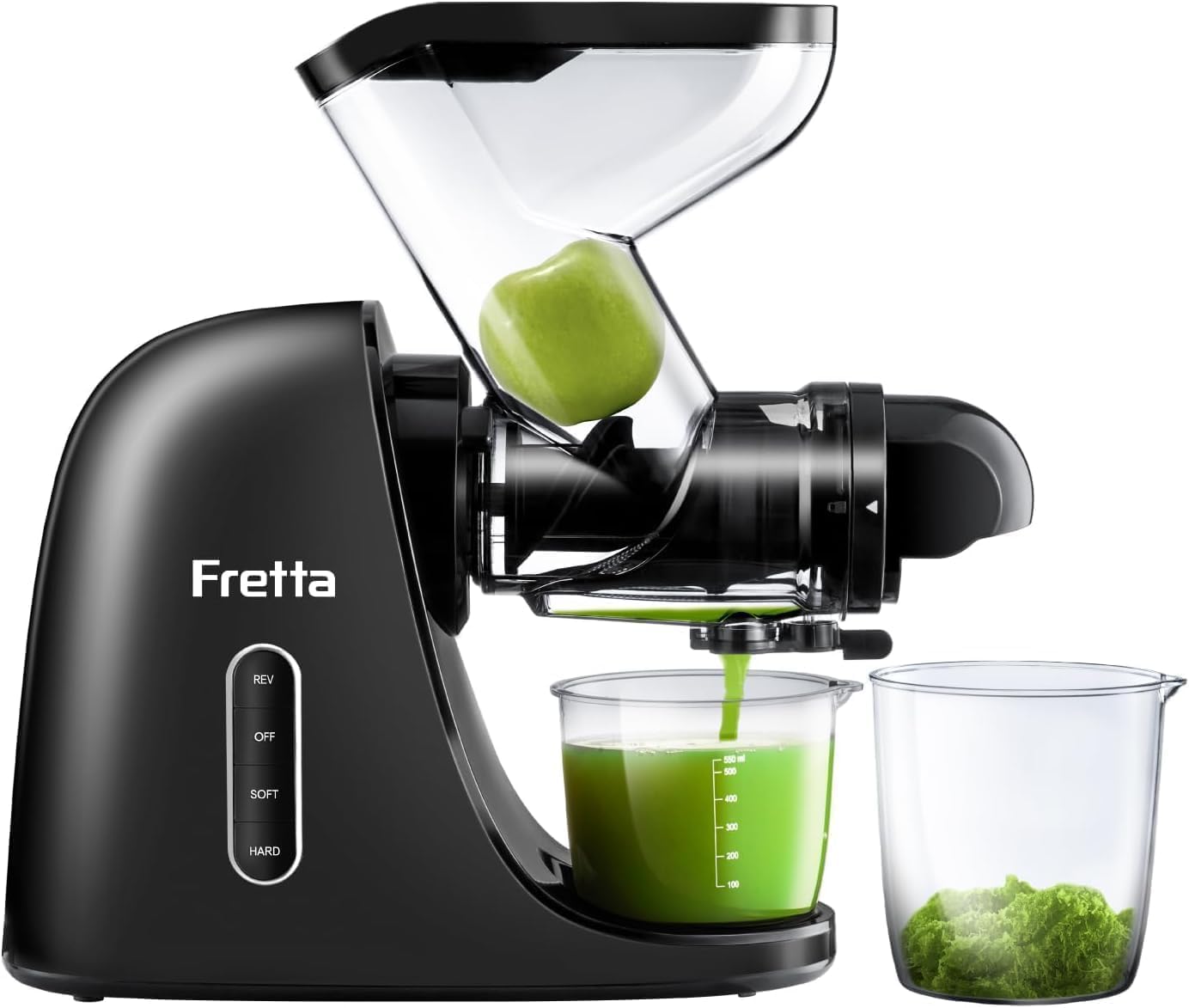 Fretta Edge Max F3000 Cold Press Juicer, Slow Masticating (200W, Tritan Material, Reverse Function, Y-Shape Dual Feed Chutes)